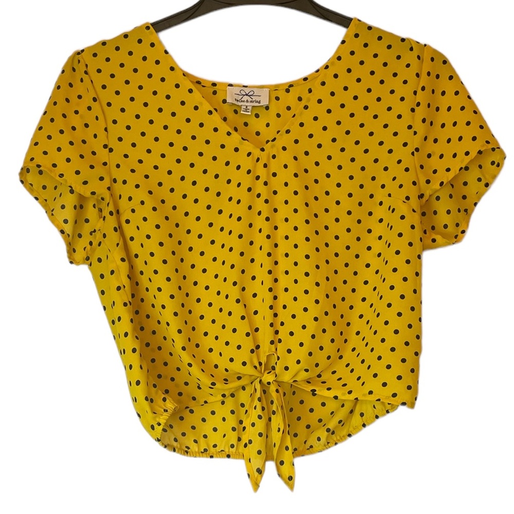 Twine & String Marigold Polka Dot Front Tie Top